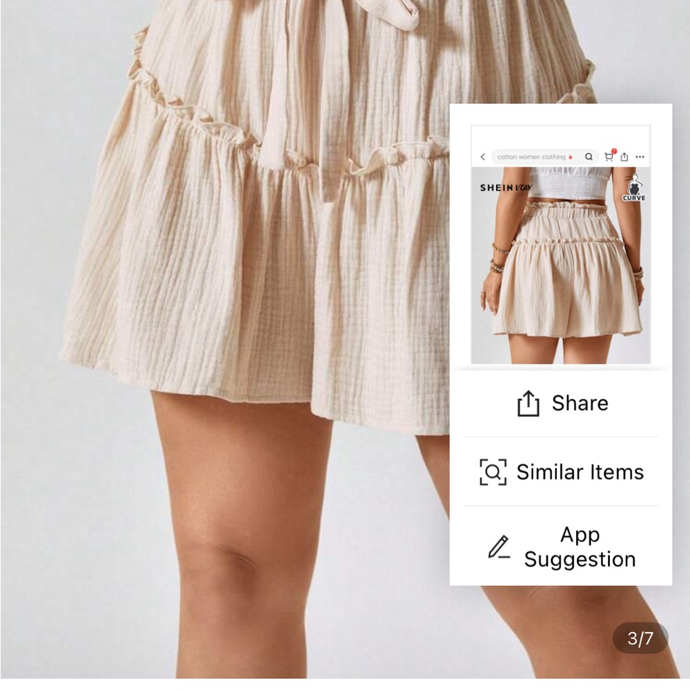 SHEIN Cream High Waist Ruffle Shorts Size 4x (20) - Picture 6 of 7